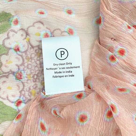 Varun Bahl Beaded Ruffled Nude Pink Polka Dot Sheer Cupro Button Up Blouse XS - Picture 6 of 11